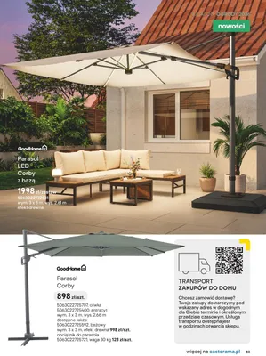 Parasol LED Corby z bazą promocja w Castorama