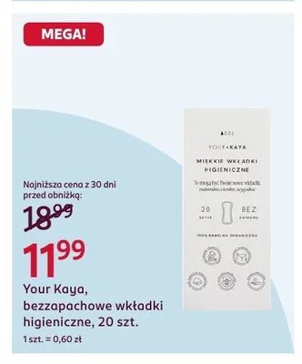 Bezzapachowe wkładki higieniczne Your Kaya promocja w Rossmann