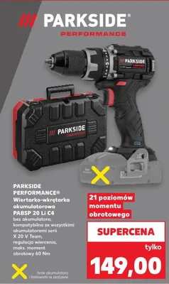 Wiertarko-wkrętarka akumulatorowa Parkside Performance PABSP 20 Li C4 promocja w Kaufland