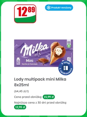 Lody multipack mini Milka 8-pak 25 ml promocja w Dino