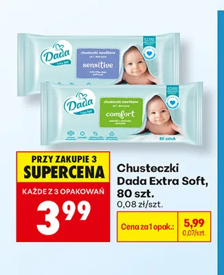 Chusteczki Dada Extra Soft Comfort promocja w Biedronka