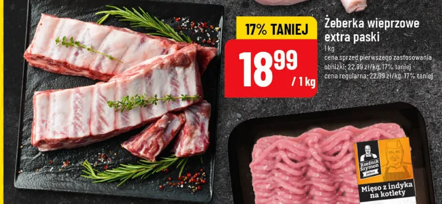 Żeberka wieprzowe extra paski promocja w POLOmarket