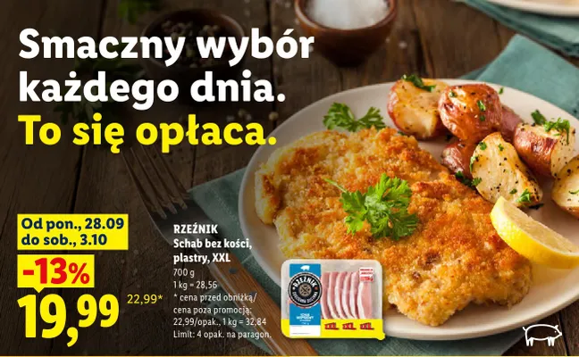 Schab bez kości plastry XXL Rzeźnik promocja w Lidl