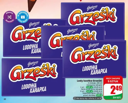 Lody kostka Grześki Lodowa Kanapka promocja w Dino