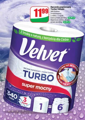 Ręcznik papierowy Turbo Velvet 3-warstwowy promocja w Dino