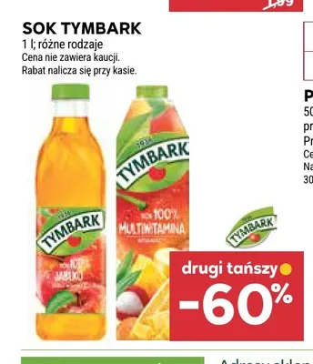 Sok jabłkowy Tymbark 100% promocja w Stokrotka