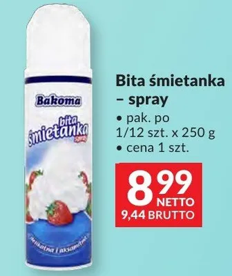 Bita śmietanka spray Bakoma promocja w Makro