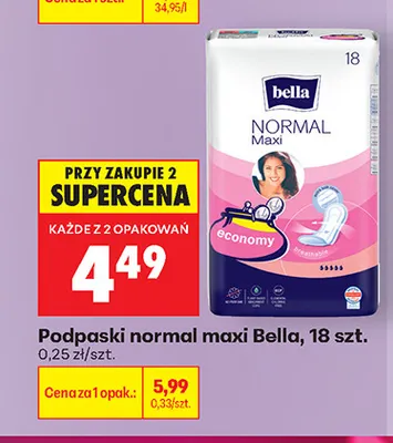 Podpaski normal maxi Bella promocja w Biedronka