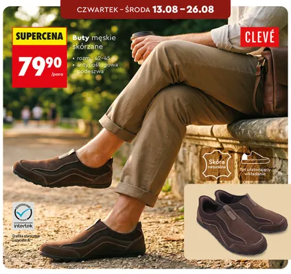 Buty męskie skórzane Clevé promocja w Biedronka