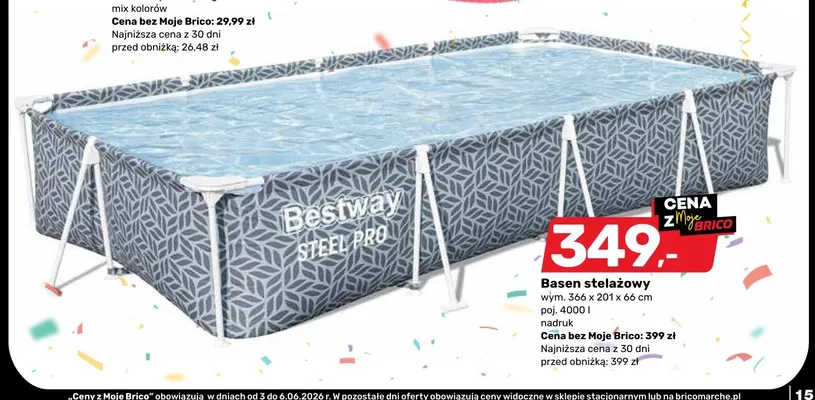 Basen stelażowy Bestway Steel Pro 366x201x66cm promocja w Bricomarche
