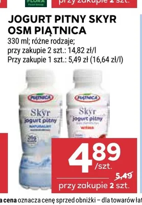 Jogurt pitny Skyr OSM Piątnica promocja w Stokrotka
