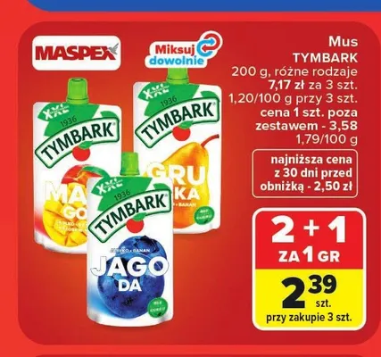 Mus Tymbark mango banan promocja w Carrefour