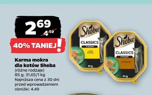 Karma mokra dla kotów Sheba Classics w galaretce promocja w Netto