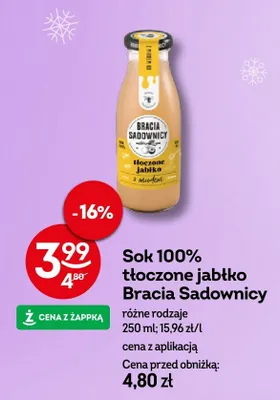 Sok 100% tłoczone jabłko promocja w Żabka