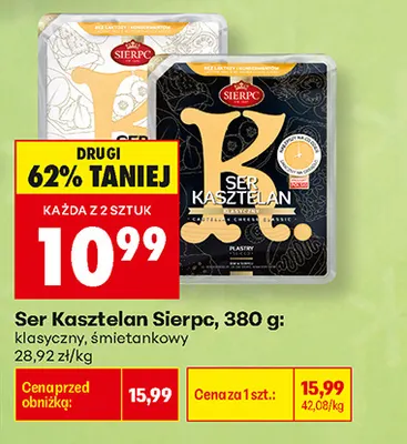 Ser Kasztelan w plastrach śmietankowy Sierpc promocja w Biedronka