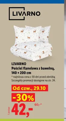 Pościel flanelowa z bawełną Livarno 140x200 cm promocja w Lidl