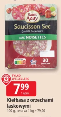 Kiełbasa z orzechami laskowymi Saint Azay promocja w Leclerc