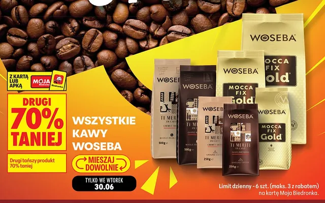 Kawa ziarnista Woseba Ti Meriti Crema e Aroma promocja w Biedronka