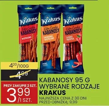 Kabanosy 95g różne rodzaje promocja w Wafelek