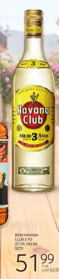 Rum Havana Club 3 YO 37,5% promocja w Selgros