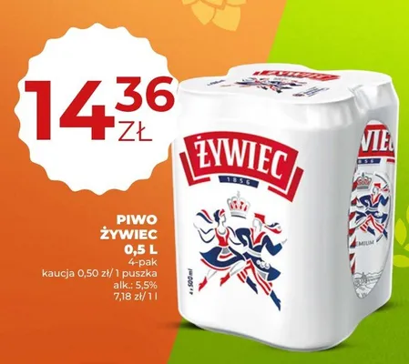 Piwo Żywiec 4-pak 500ml promocja w Duży Ben