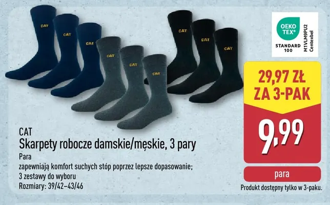 Skarpety robocze damskie/męskie CAT 3-pak promocja w Aldi