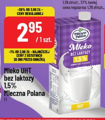 Mleko UHT bez laktozy Mleczna Polana 1,5% promocja w POLOmarket