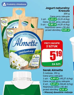 Jogurt naturalny Krasula promocja w Dino