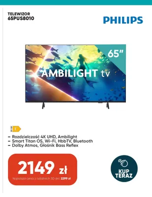 Telewizor Philips 65" promocja w Max Elektro