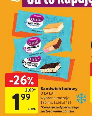 Sandwich lodowy śmietankowy O LA LA! promocja w Intermarche