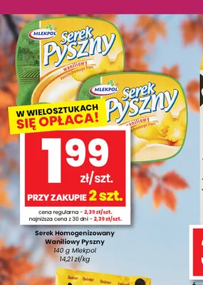 Serek homogenizowany waniliowy Pyszny Mlekpol promocja w emma MARKET