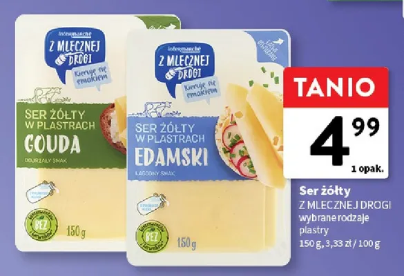 Ser edamski w plastrach Z Mlecznej Drogi promocja w Intermarche
