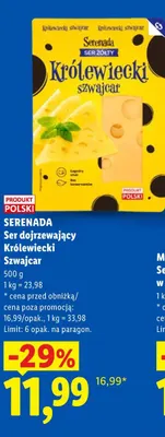 Ser dojrzewający Królewiecki Szwajcar Serenada promocja w Lidl