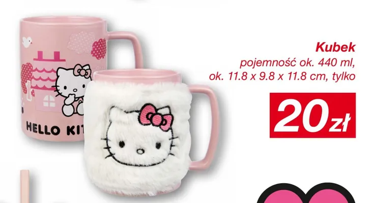 Kubek Hello Kitty pojemność ok. 440 ml, ok. 11.8 x 9.8 x 11.8 cm promocja w KiK