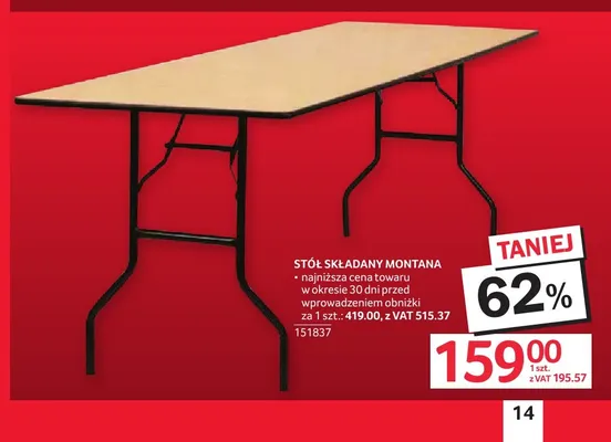 Stół składany Montana promocja w Selgros