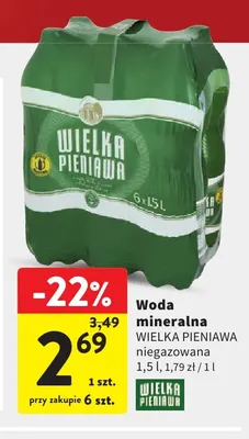 Woda mineralna niegazowana Wielka Pieniawa promocja w Intermarche