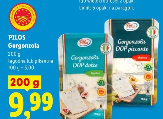 Ser Gorgonzola DOP dolce Pilos promocja w Lidl