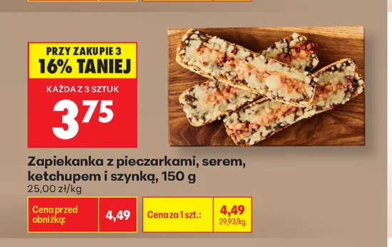 Zapiekanka z pieczarkami, serem, ketchupem i szynką promocja w Biedronka