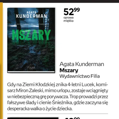 Książka Agata Kunderman Mszary promocja w Empik