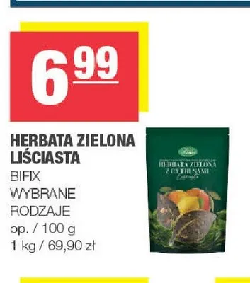 Herbata zielona liściasta Bifix promocja w SPAR