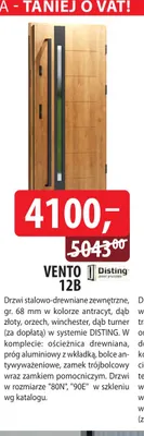 Drzwi stalowo-drewniane zewnętrzne Vento 12B Disting promocja w Dobre Dla Domu