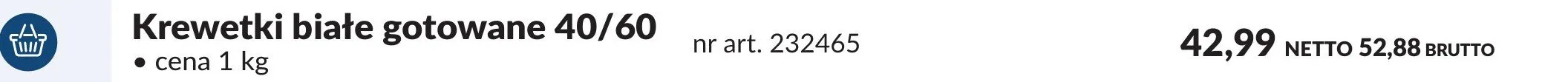 Krewetki białe gotowane 40/60 promocja w Makro