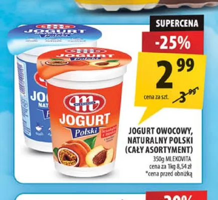 Jogurt owocowy naturalny Polski Mlekovita promocja w Arhelan