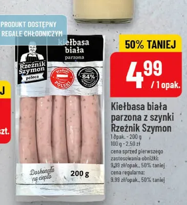 Kiełbasa biała parzona z szynki Rzeźnik Szymon promocja w POLOmarket