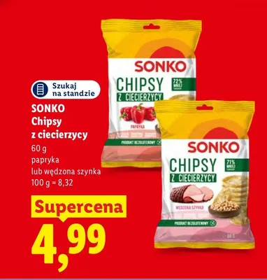 Chipsy z ciecierzycy Sonko wędzona szynka promocja w Lidl