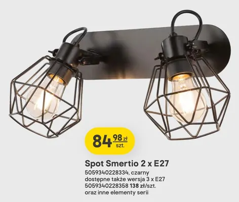 Spot Smertio 2 x E27 promocja w Castorama