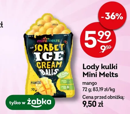 Lody kulki Mini Melts mango promocja w Żabka