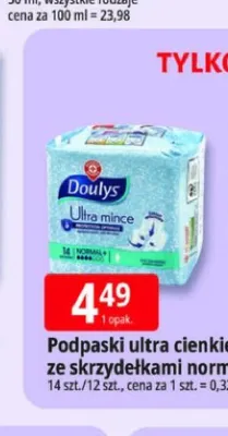 Podpaski ultra cienkie ze skrzydełkami super Doulys promocja w Leclerc