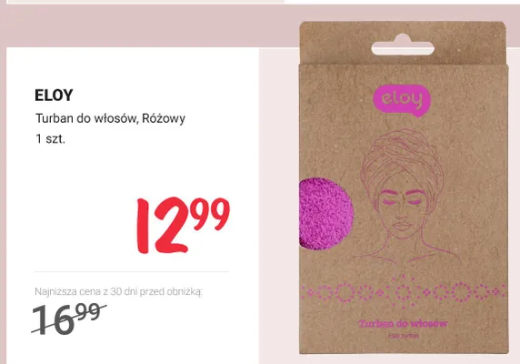 Turban do włosów, różowy promocja w Rossmann