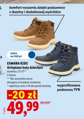 Ocieplane buty dziecięce promocja w Lidl